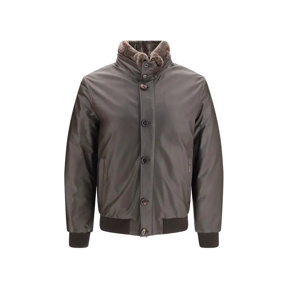 MooRER Brown Leather Full-Length Jacket
