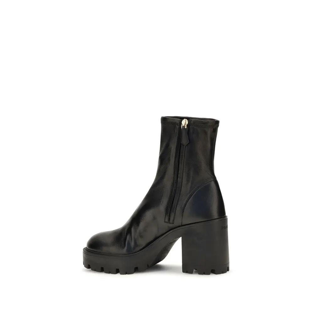 Prada Black Calf Leather Bos Taurus Ankle Boots
