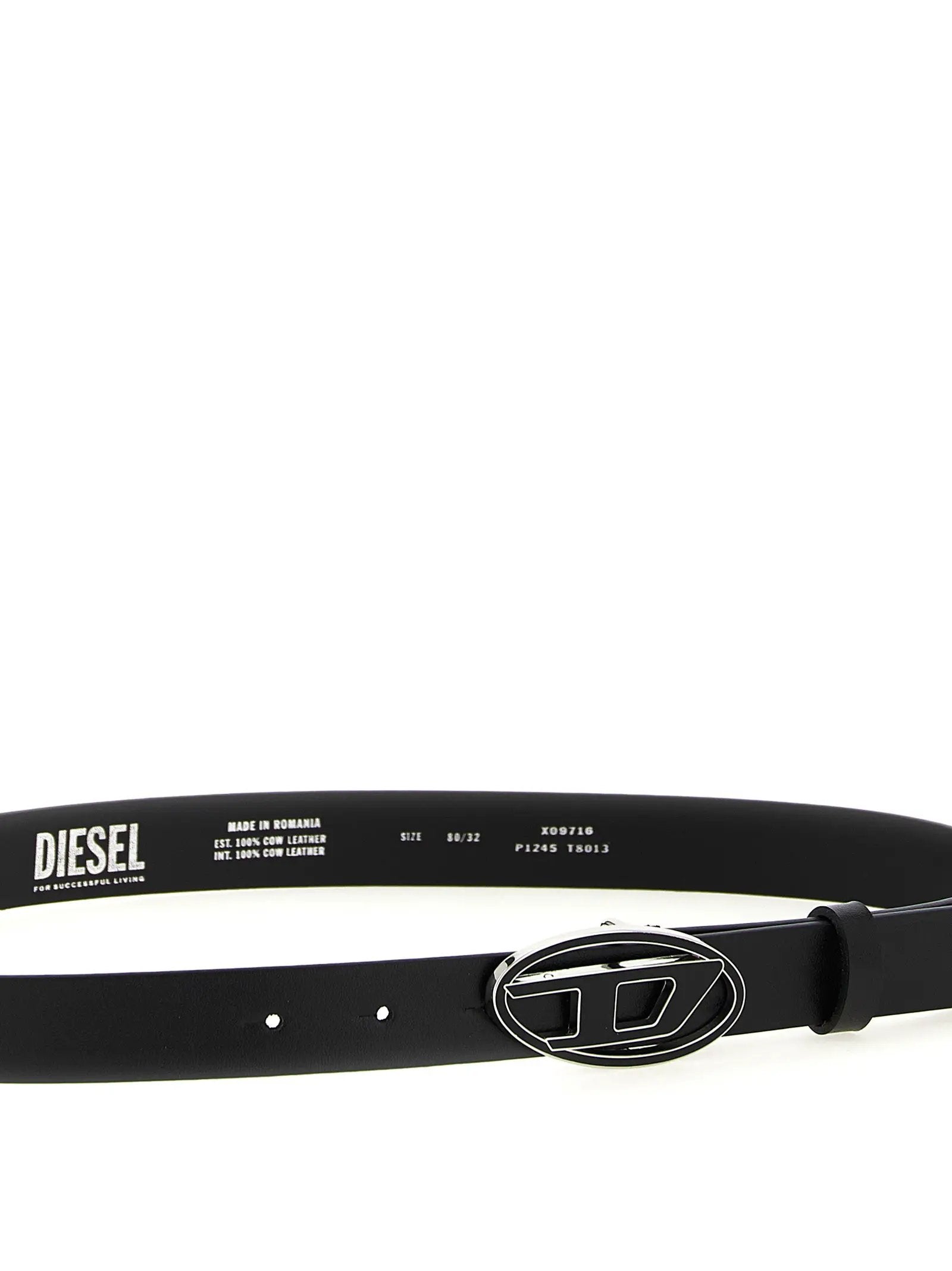 Ceinture Diesel noire en autres fibres, coupe droite