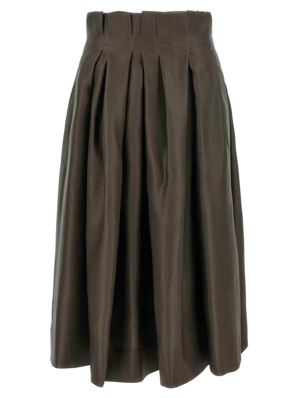 Jupe midi en soie marron Khaite
