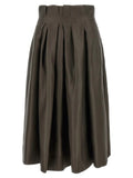 Jupe midi en soie marron Khaite