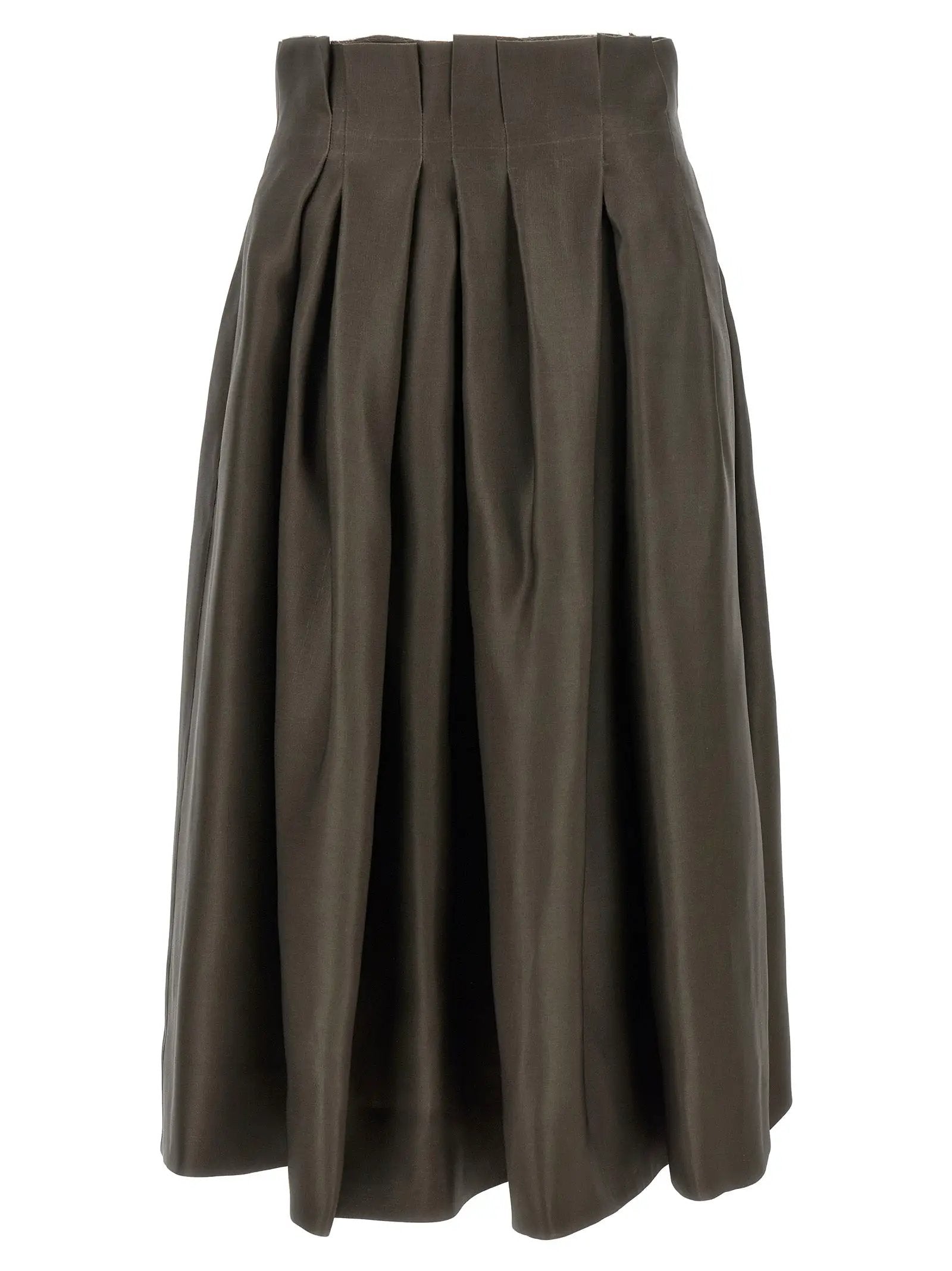 Jupe midi en soie marron Khaite