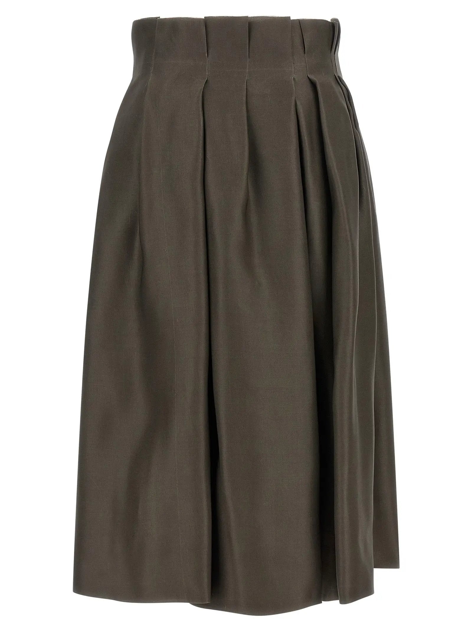 Jupe midi en soie marron Khaite