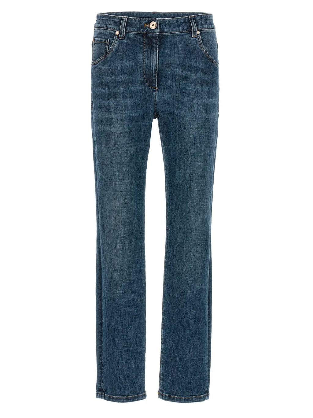 Jean droit en coton bleu Brunello Cucinelli