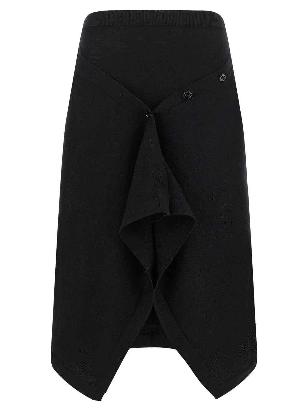 Lemaire Black Wool Midi Skirt