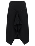 Lemaire Black Wool Midi Skirt
