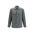 Brunello Cucinelli Gray Wool Oves Aries Dress Shirt