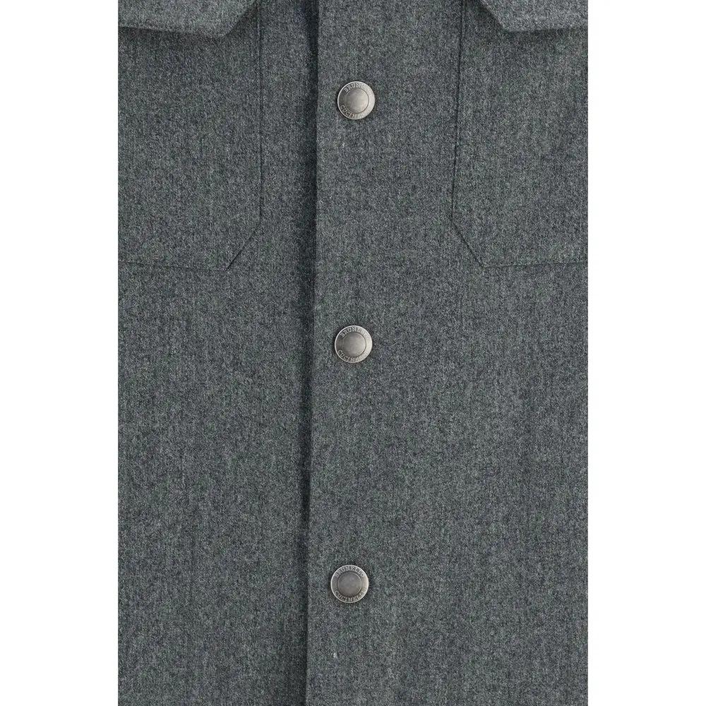 Brunello Cucinelli Gray Wool Oves Aries Dress Shirt