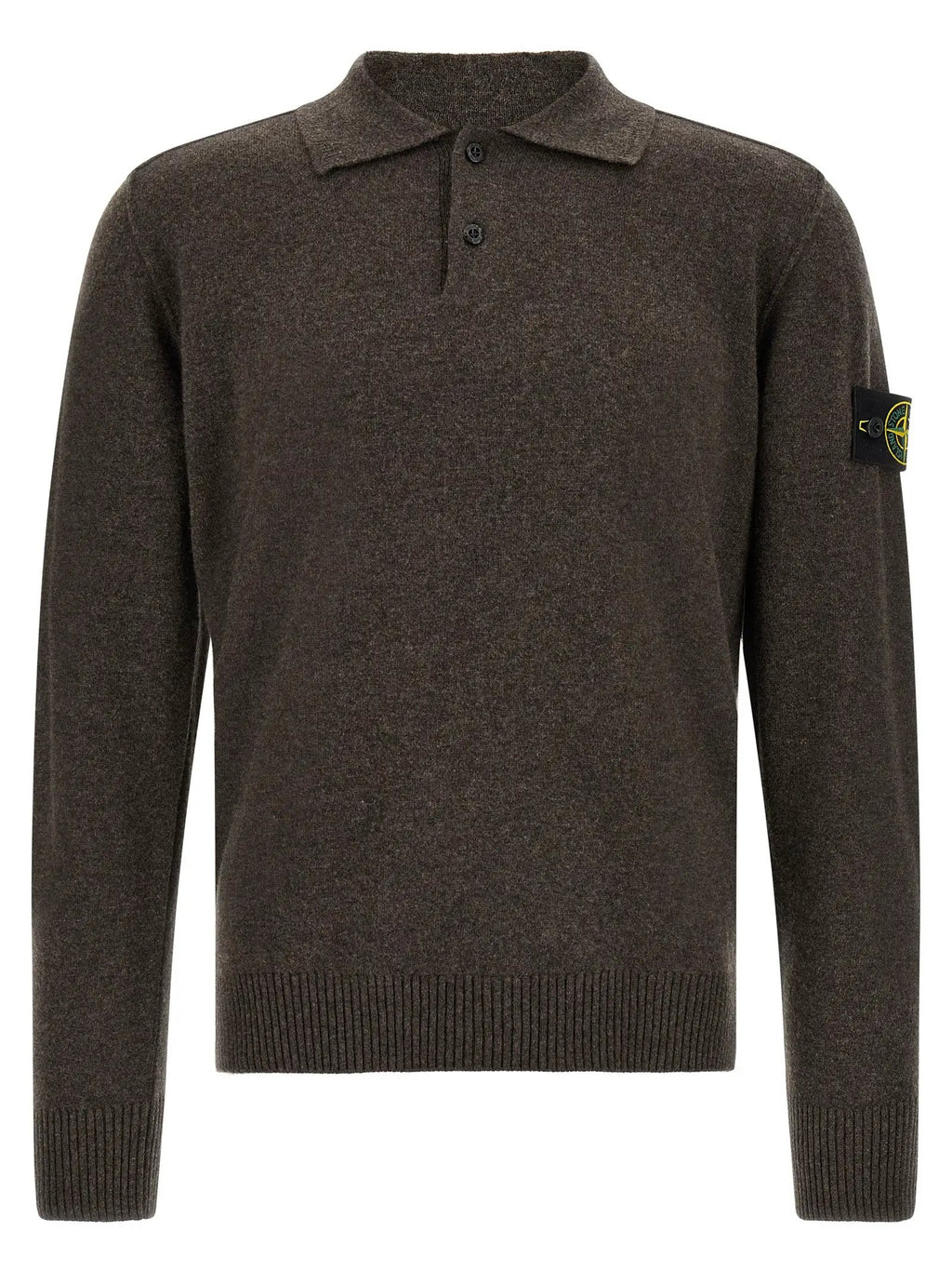 Polo Stone Island en laine vierge marron
