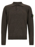 Polo Stone Island en laine vierge marron