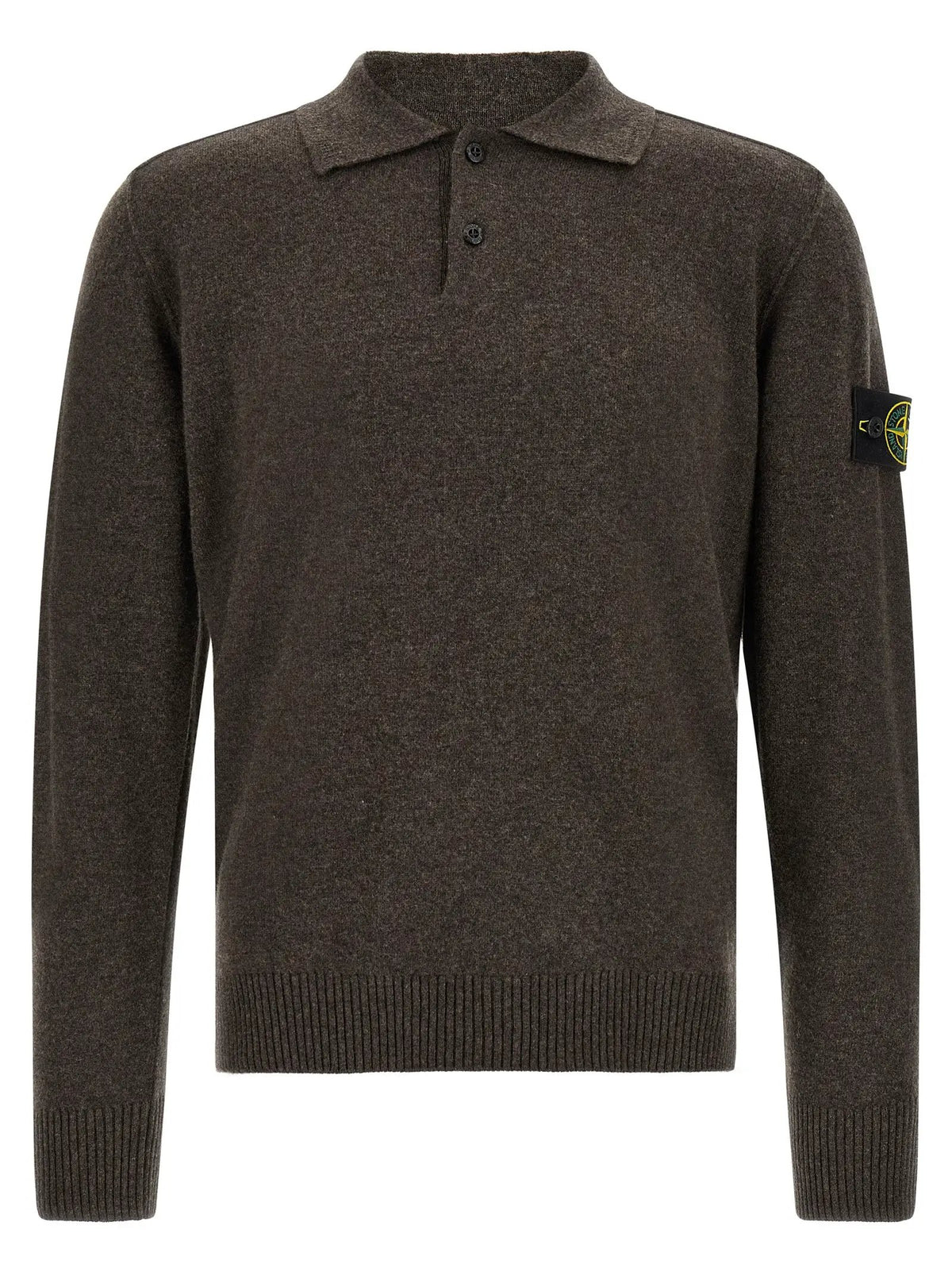 Polo Stone Island en laine vierge marron