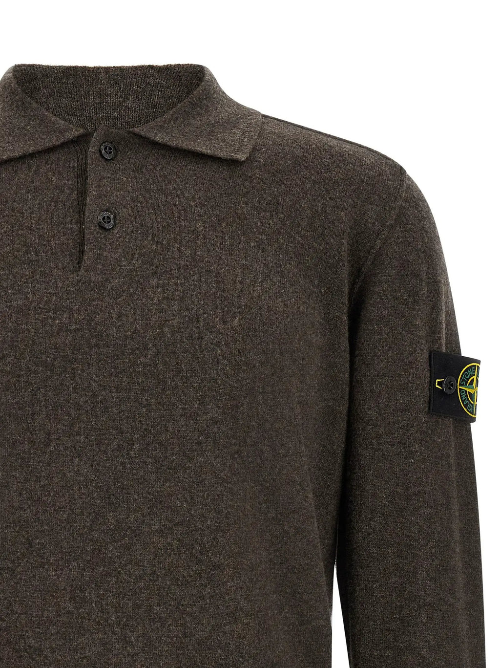 Polo Stone Island en laine vierge marron