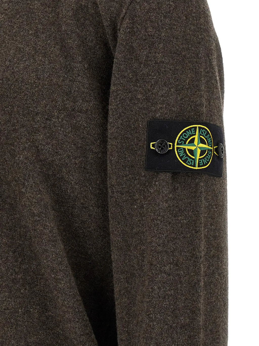 Polo Stone Island en laine vierge marron