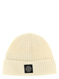 Stone Island White Virgin Wool Beanie