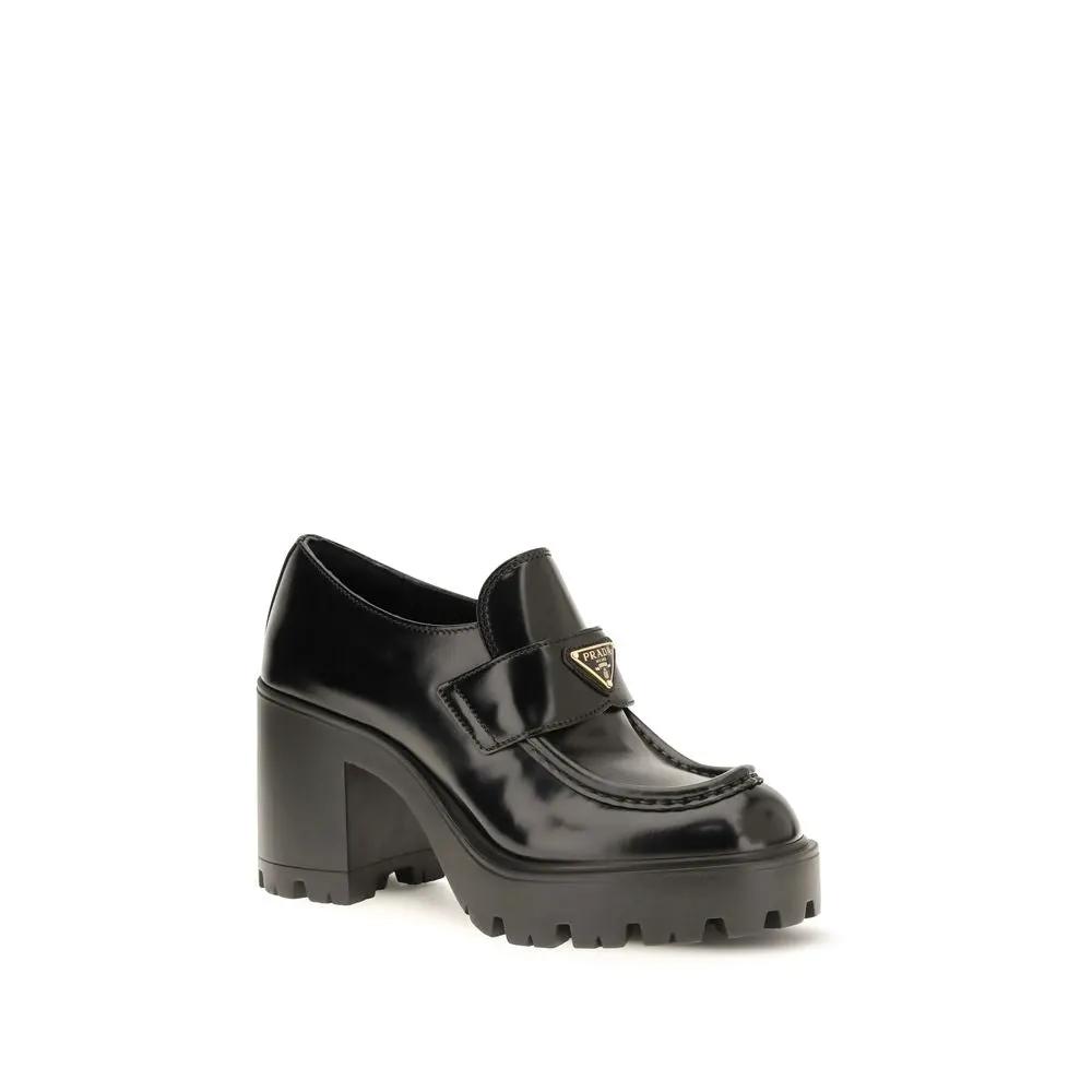 Prada Black Calf Leather Bos Taurus Platform Loafers