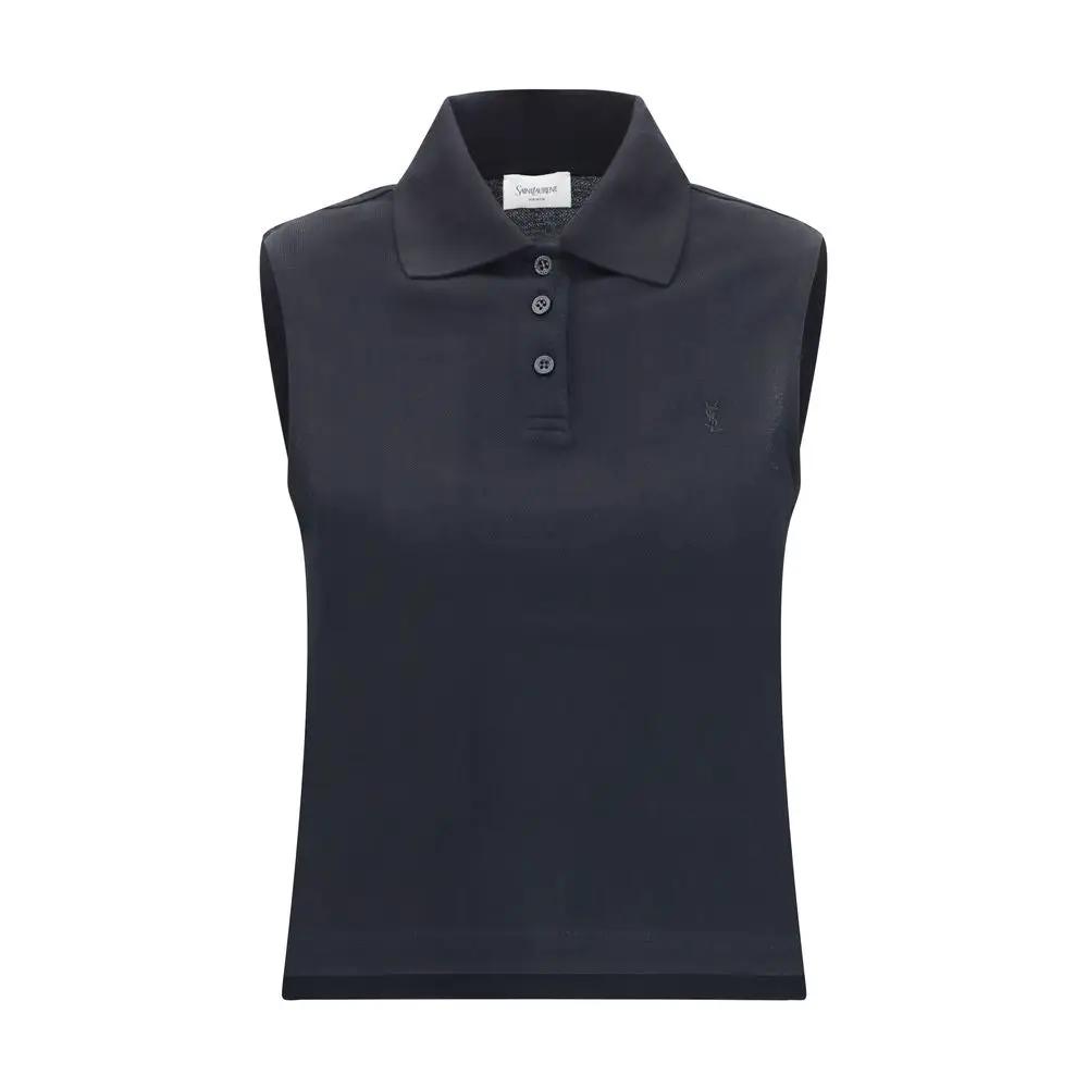 Saint Laurent Black Recycled Cotton Polo Shirt