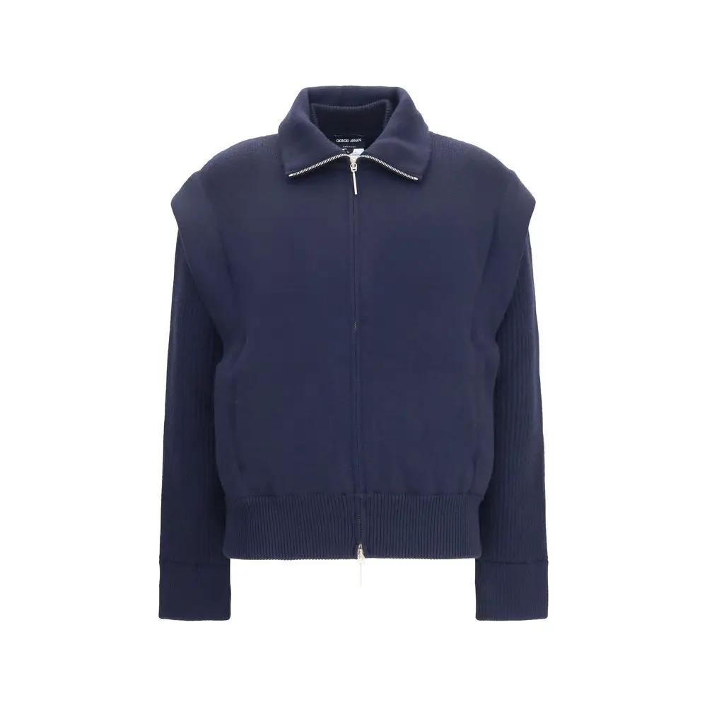 Giorgio Armani Blue Wool Oves Aries Bomber