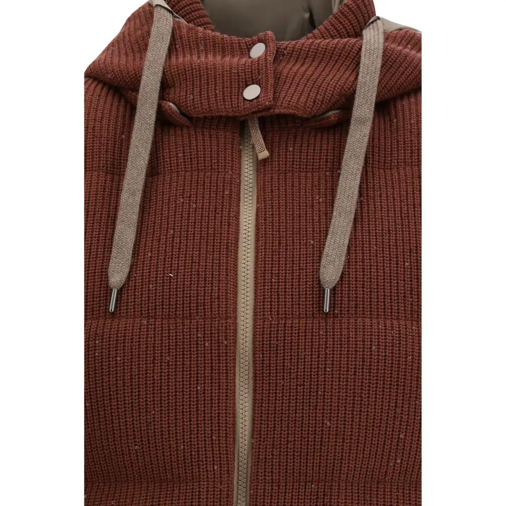 Brunello Cucinelli Brown Cotton Sleeveless Jacket