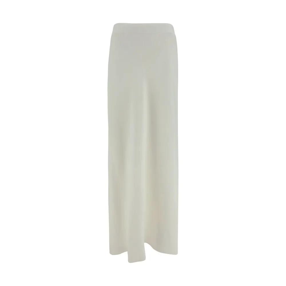 Brunello Cucinelli White Viscose Long Skirt
