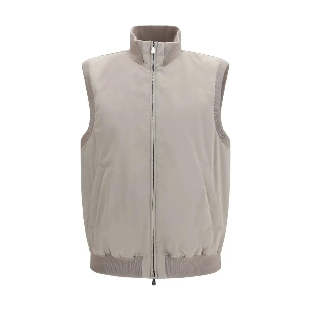Brunello Cucinelli Gray Polyester Sleeveless Jacket