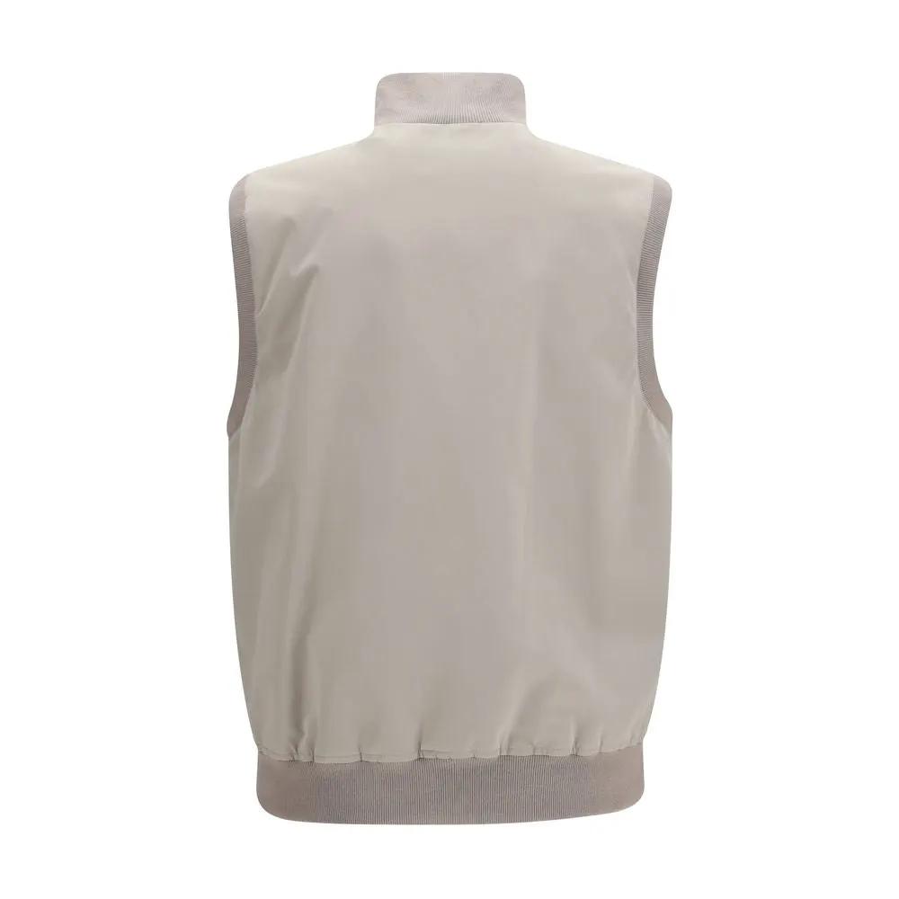 Brunello Cucinelli Gray Polyester Sleeveless Jacket