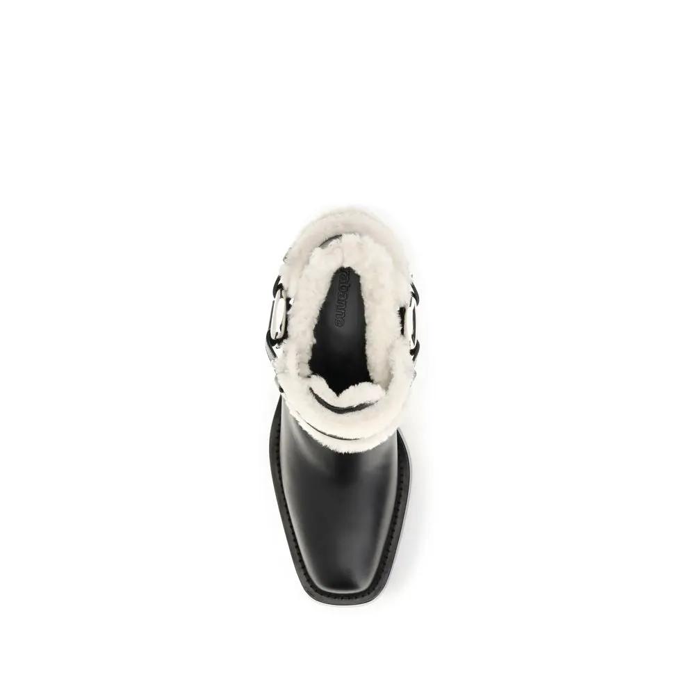 Rabanne Black Calf Leather Bos Taurus Ankle Boots
