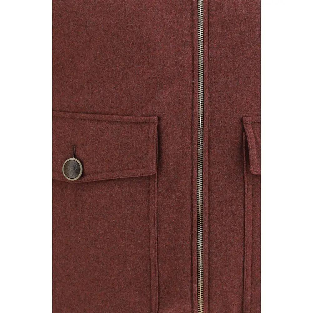 Brunello Cucinelli Bordeaux Wool Oves Aries Sleeveless Jacket