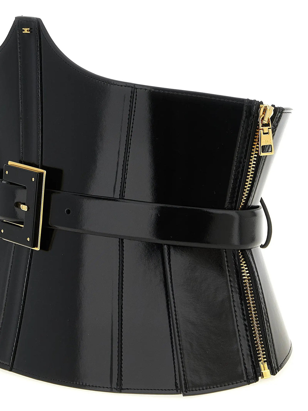 Elisabetta Franchi Black Leather High-Waist Belt