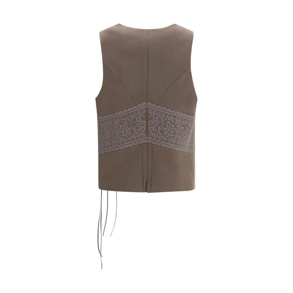 Giorgio Armani Brown Silk Sleeveless Jacket