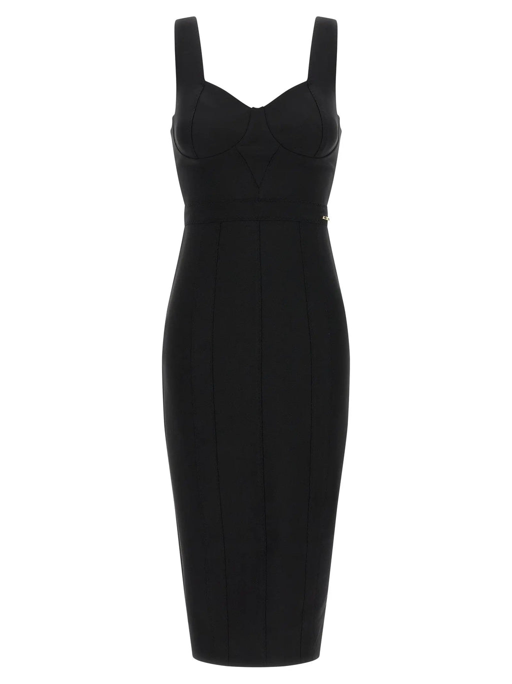 Elisabetta Franchi Black Polyamide Midi Dress