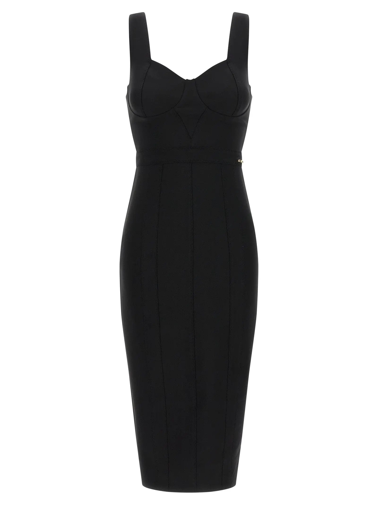 Elisabetta Franchi Black Polyamide Midi Dress