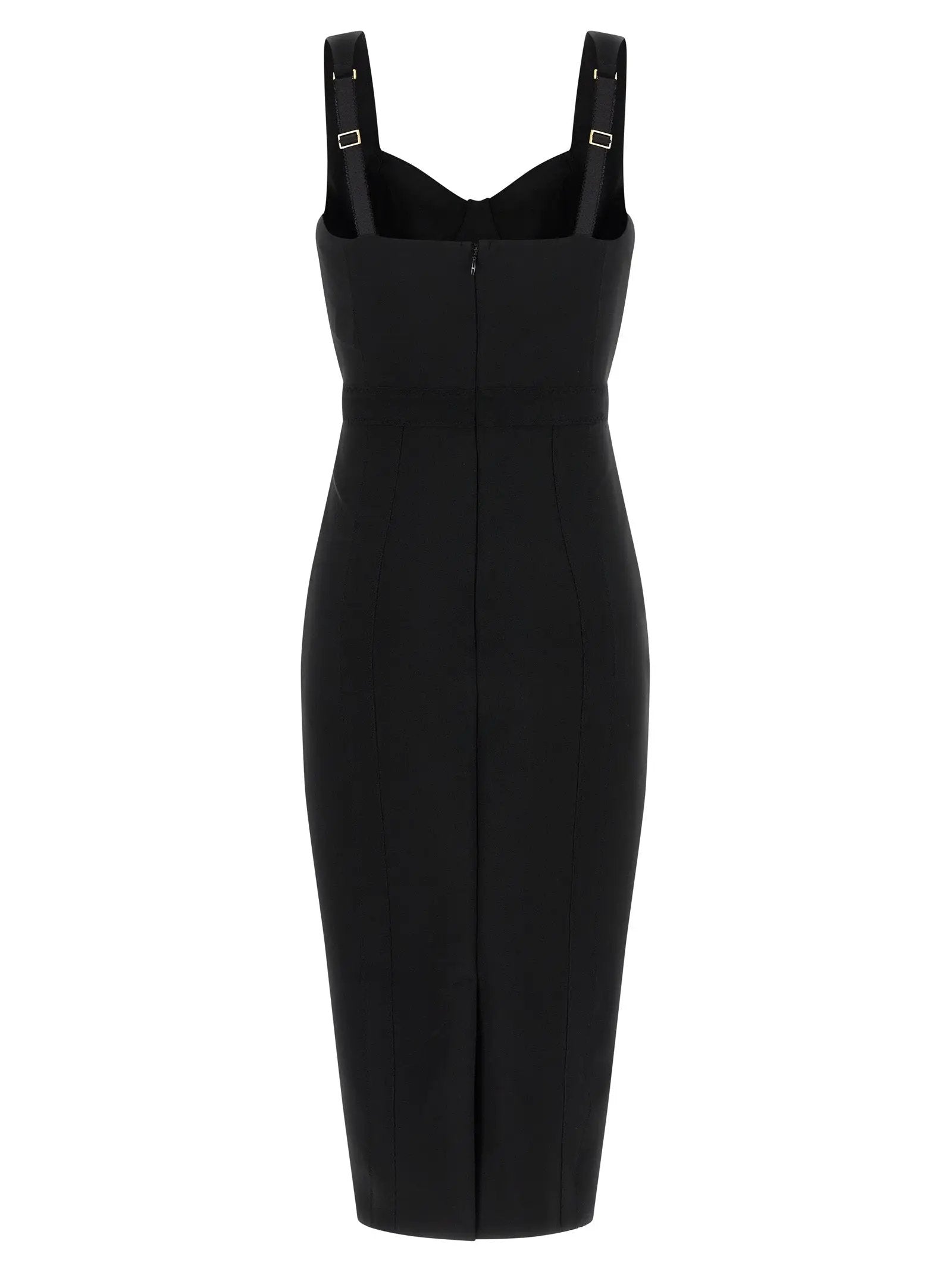 Elisabetta Franchi Black Polyamide Midi Dress