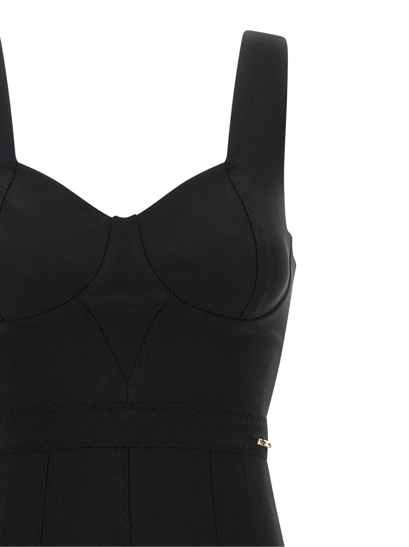 Elisabetta Franchi Black Polyamide Midi Dress