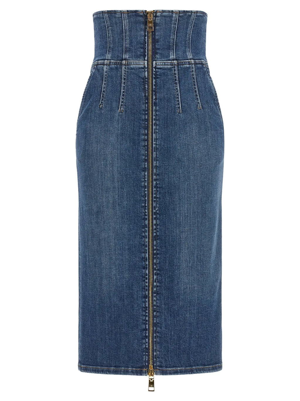 Elisabetta Franchi Blue Cotton Midi Skirt