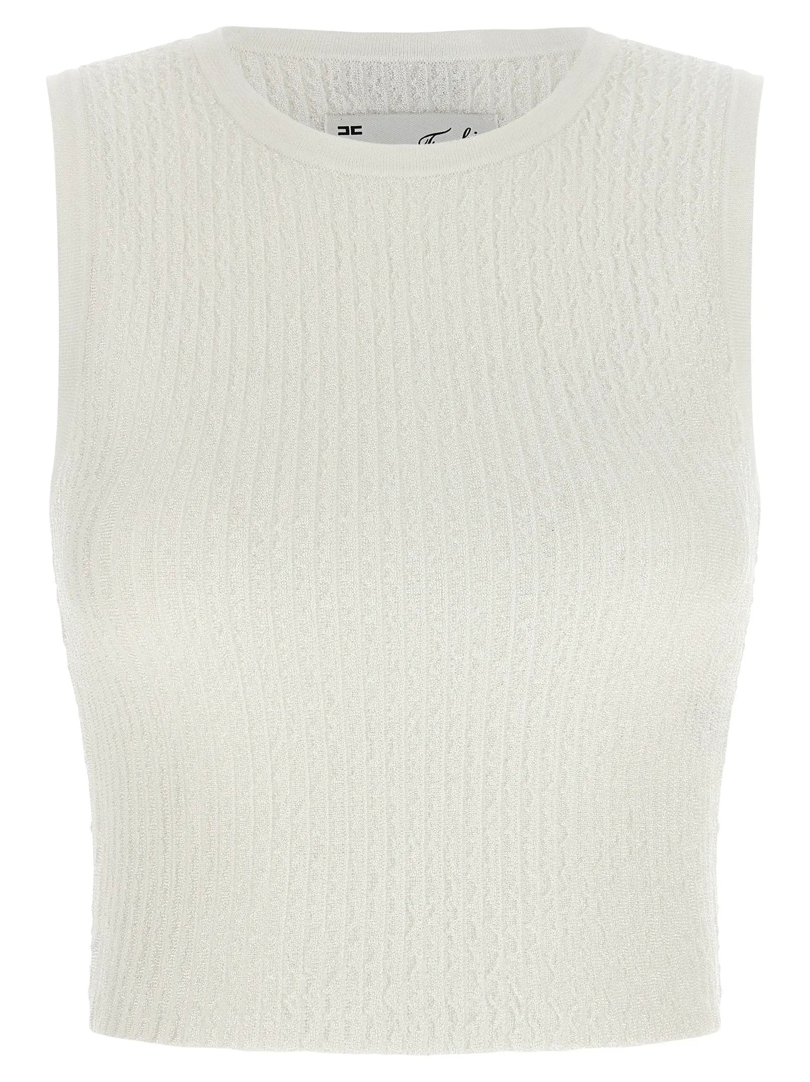 Elisabetta Franchi White Viscose Sleeveles T-Shirt
