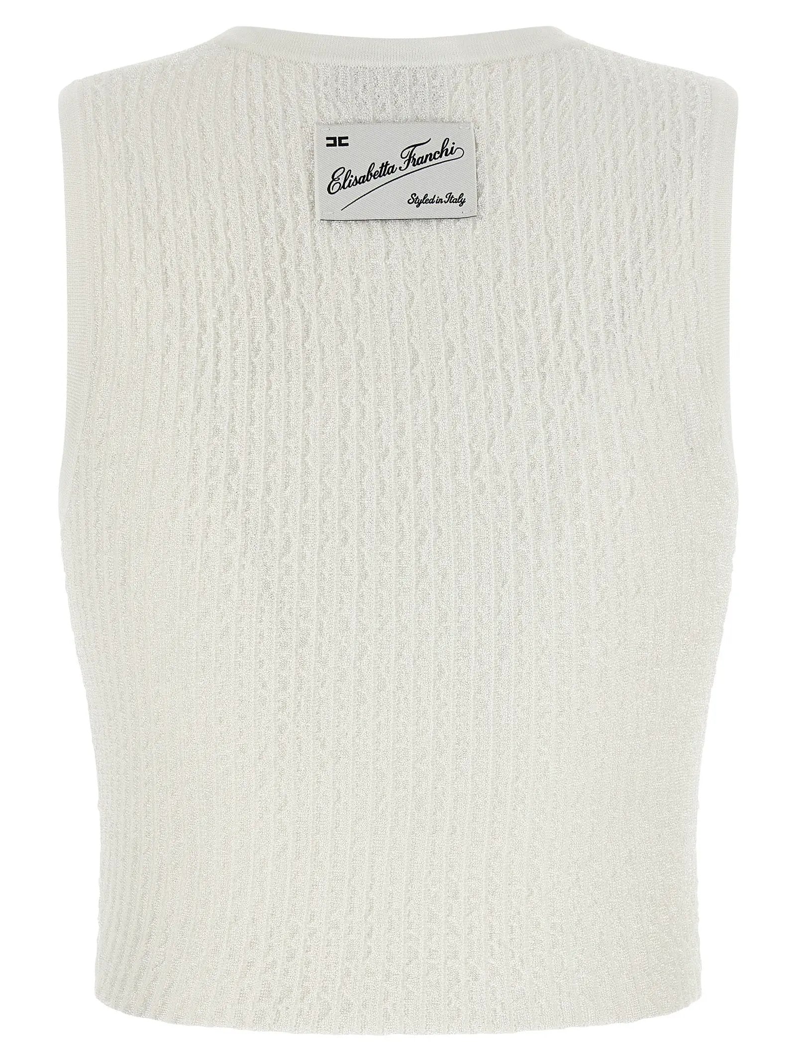 Elisabetta Franchi White Viscose Sleeveles T-Shirt