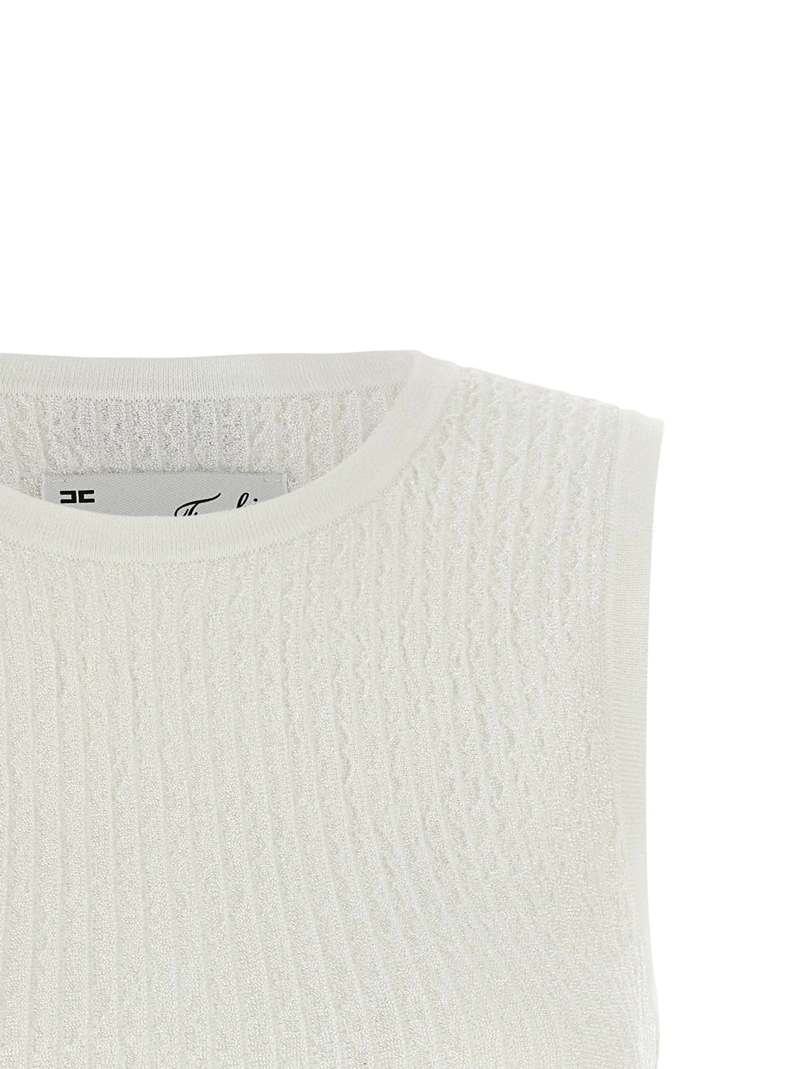 Elisabetta Franchi White Viscose Sleeveles T-Shirt