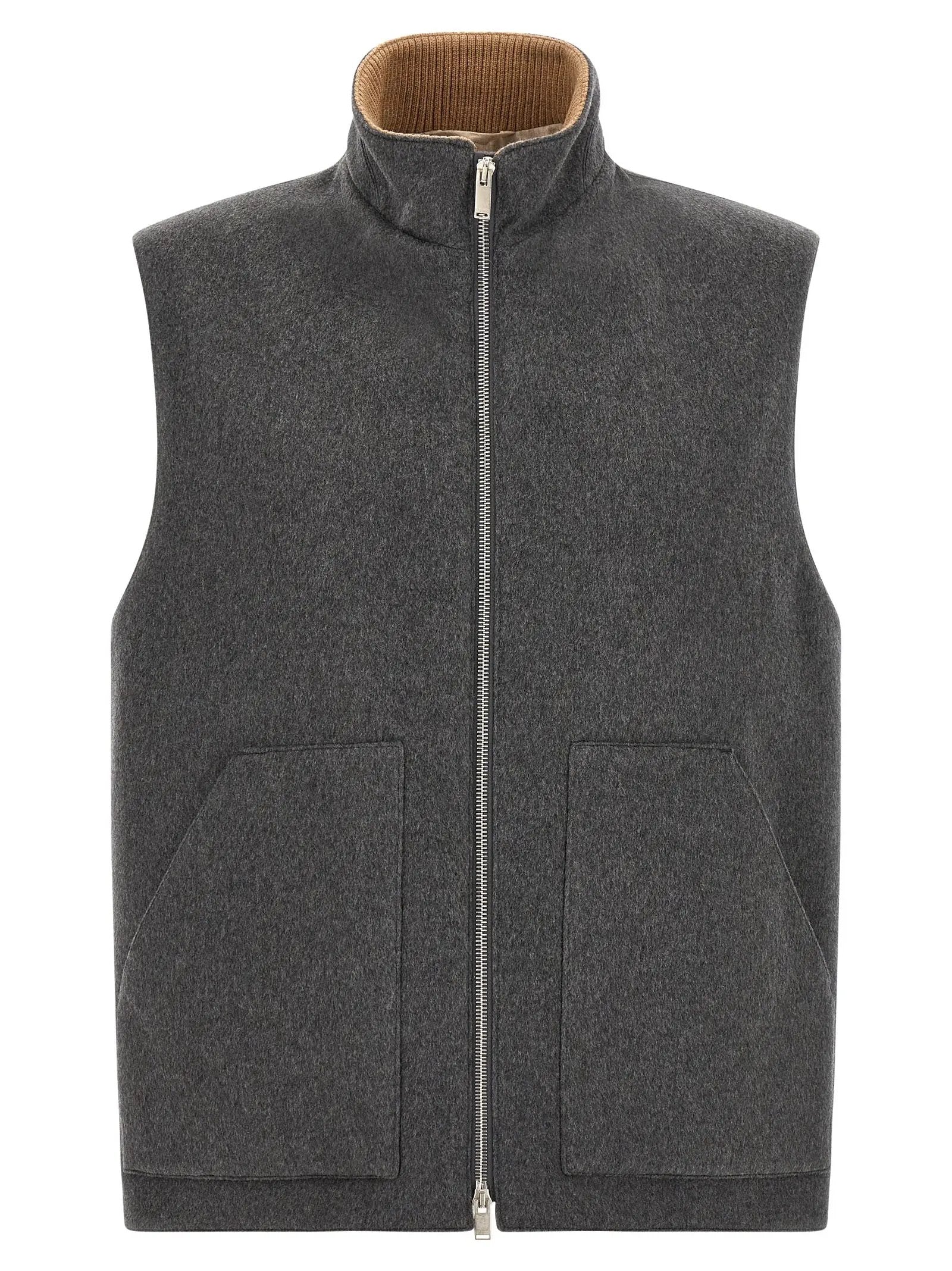 Lardini Gray Virgin Wool Sleeveless Jacket