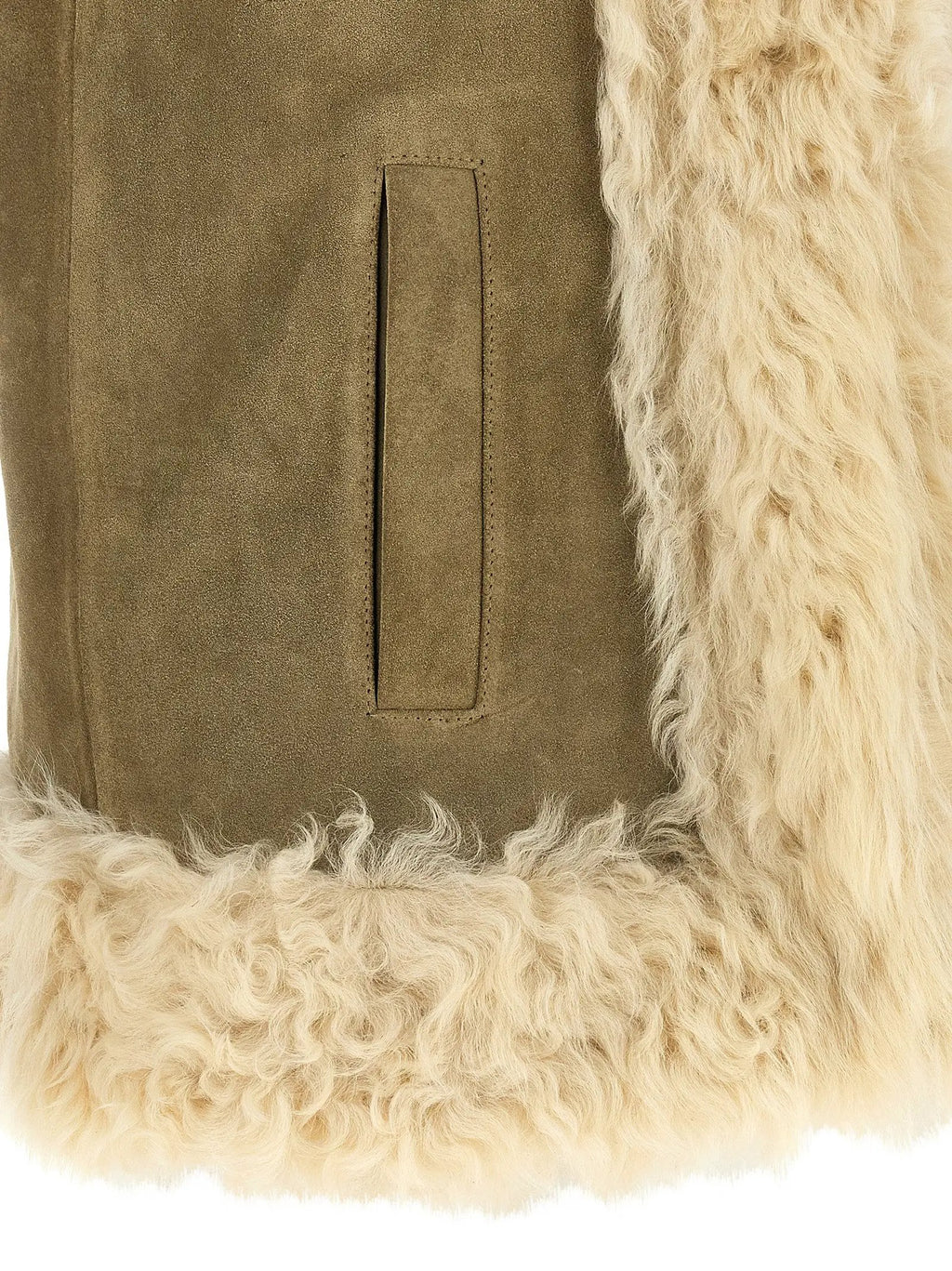 Etro Beige Lamb Fur Sleeveless Jacket