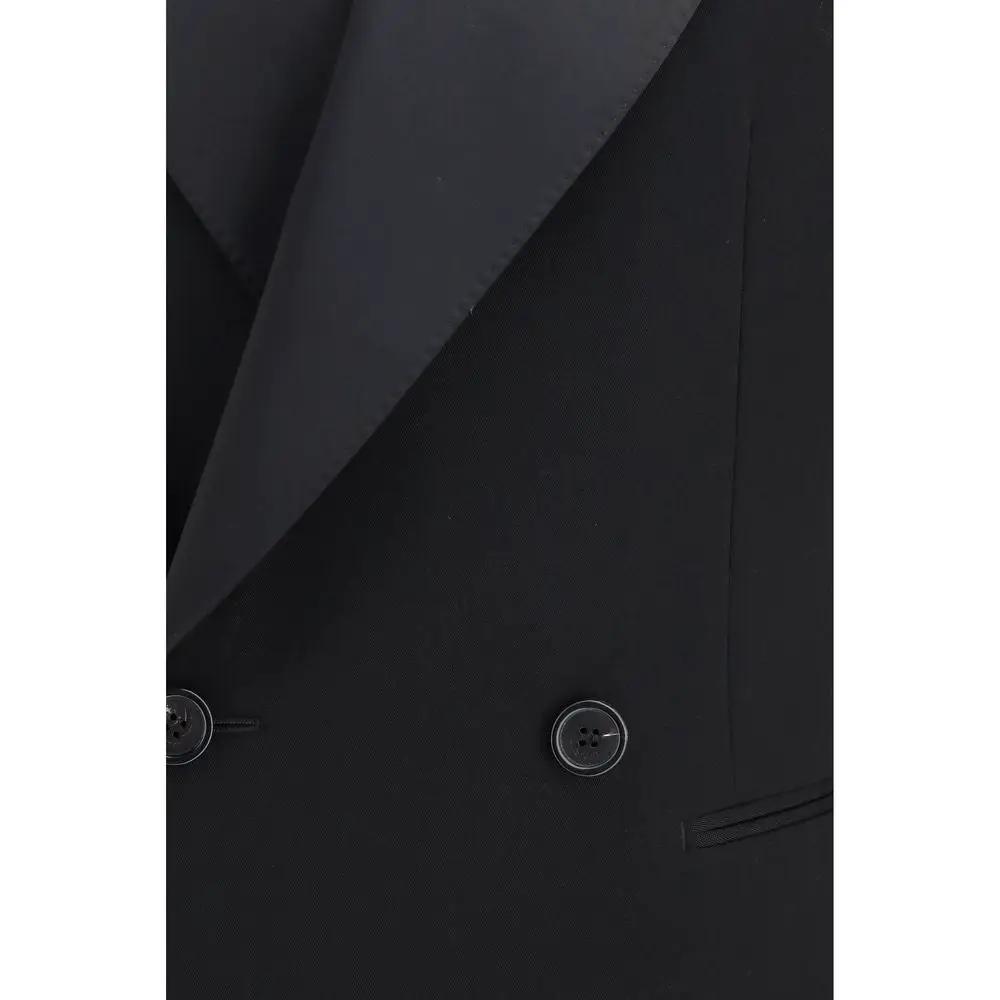 Saint Laurent Saint Laurent Black Wool Oves Aries Leather Jacket