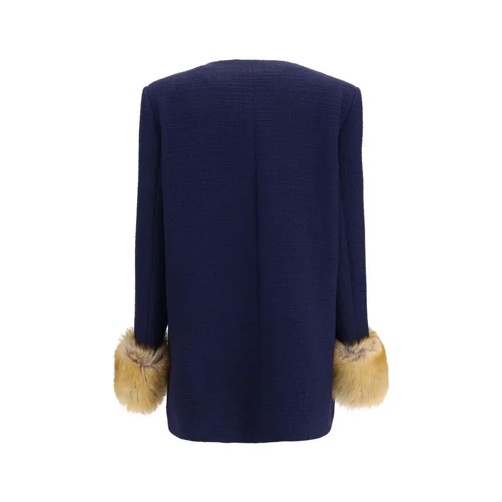 Valentino Garavani Blue Wool Oves Aries Coat
