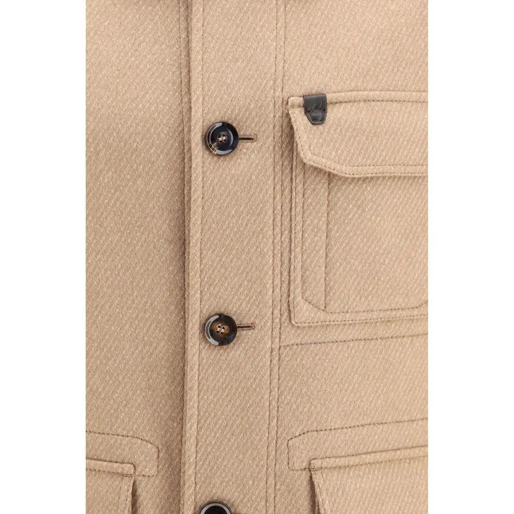 Brioni Brioni Beige Cashmere Leather Jacket