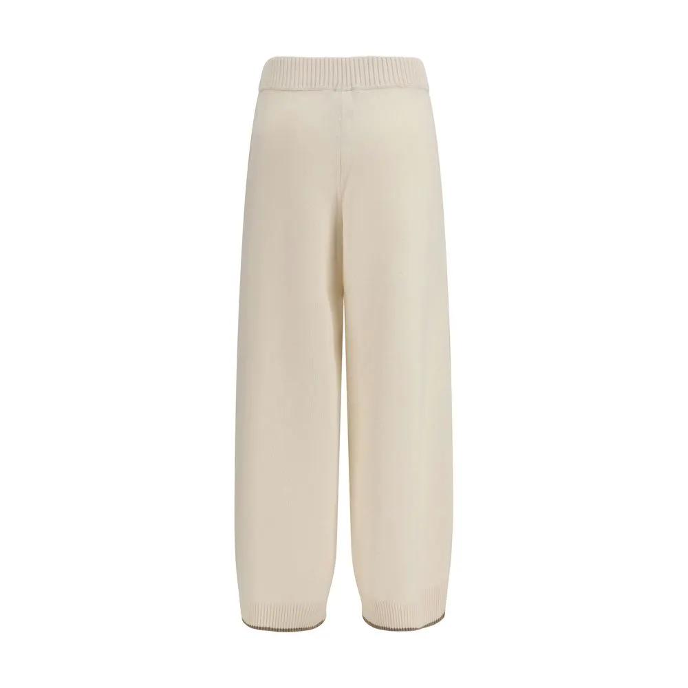Brunello Cucinelli White Cashmere Casual Pants