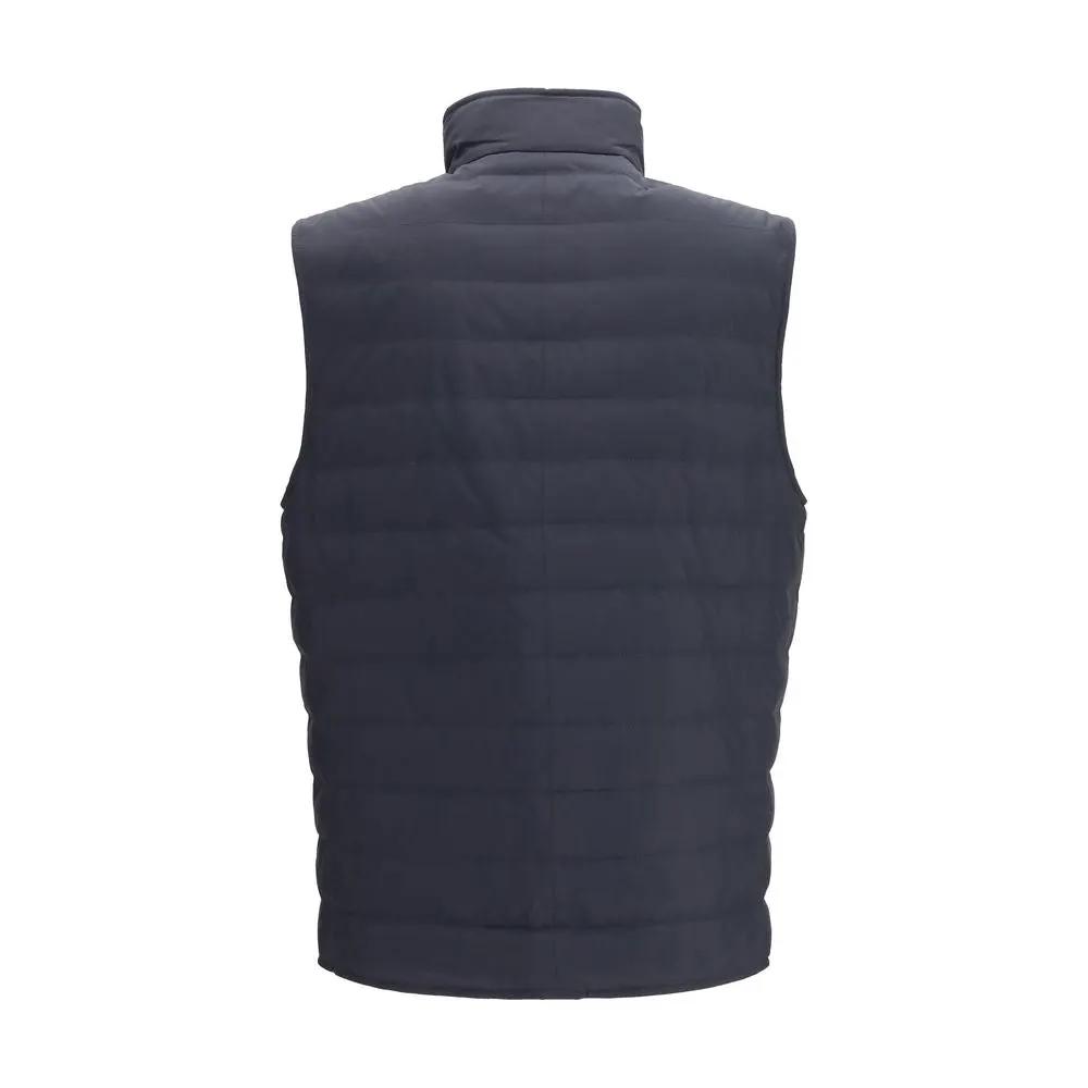 Brunello Cucinelli Blue Polyester Sleeveless Jacket