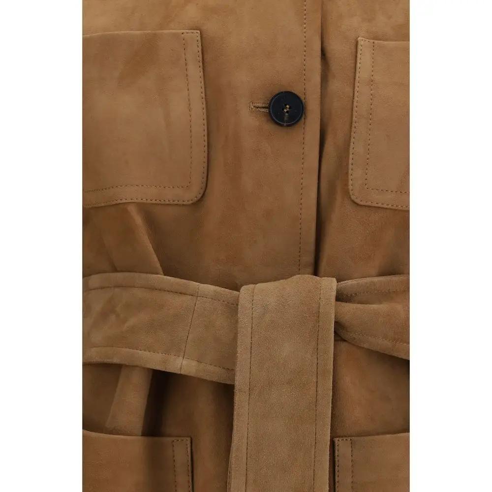 Max Mara Brown Lamb Leather Leather Jacket