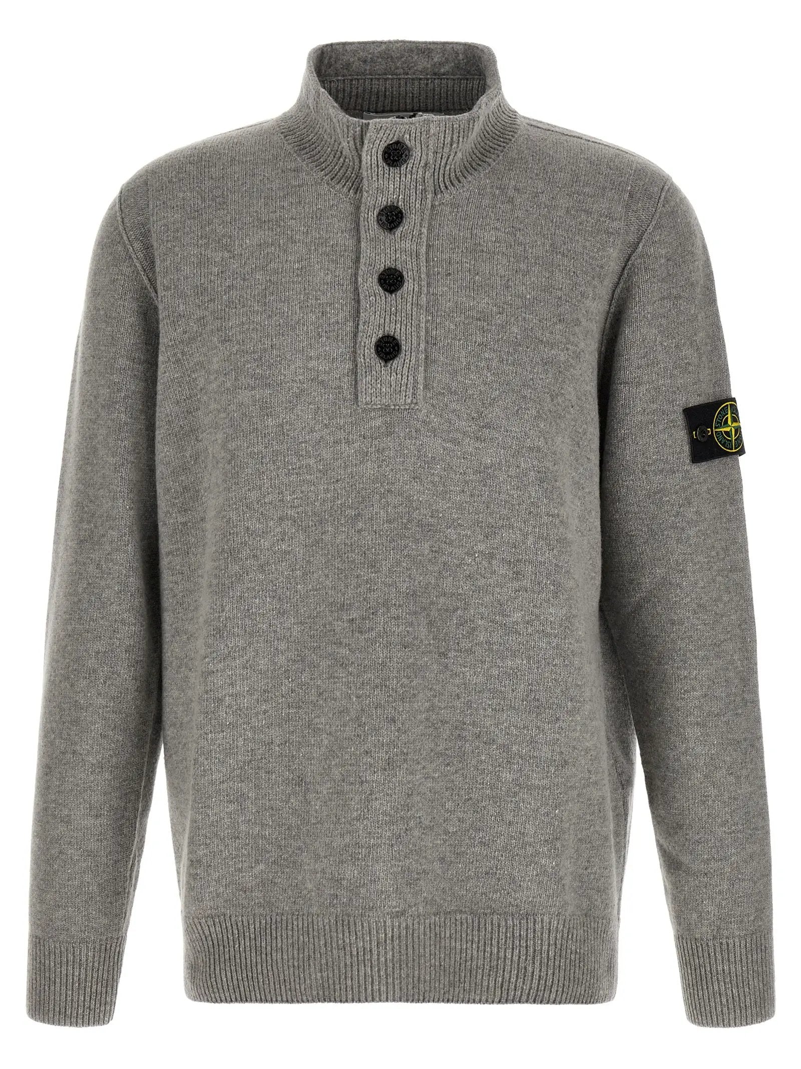 Stone Island Gray Virgin Wool Cardigan