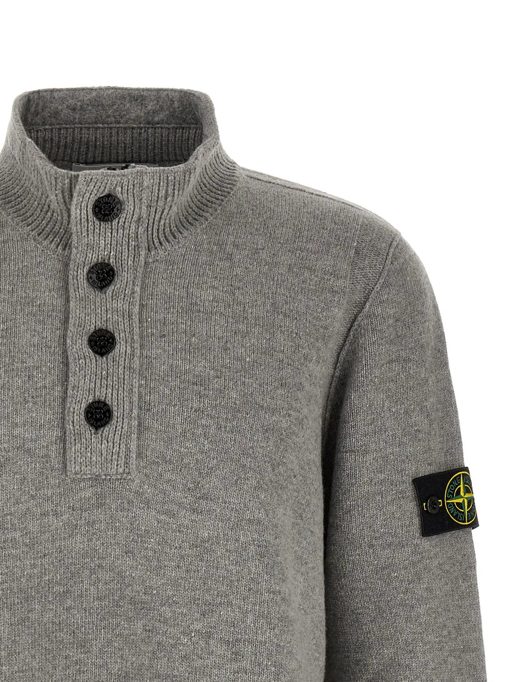 Stone Island Gray Virgin Wool Cardigan