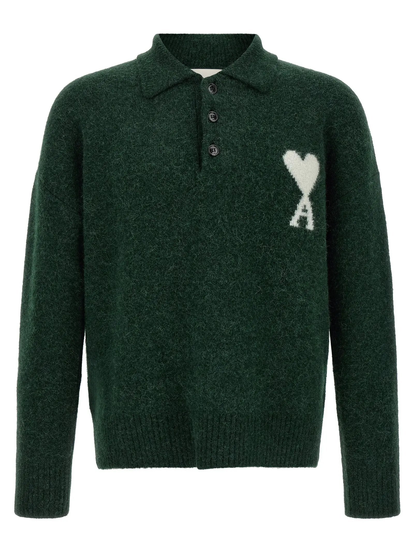 Ami Paris Bicolor Alpaca Leather Polo Shirt