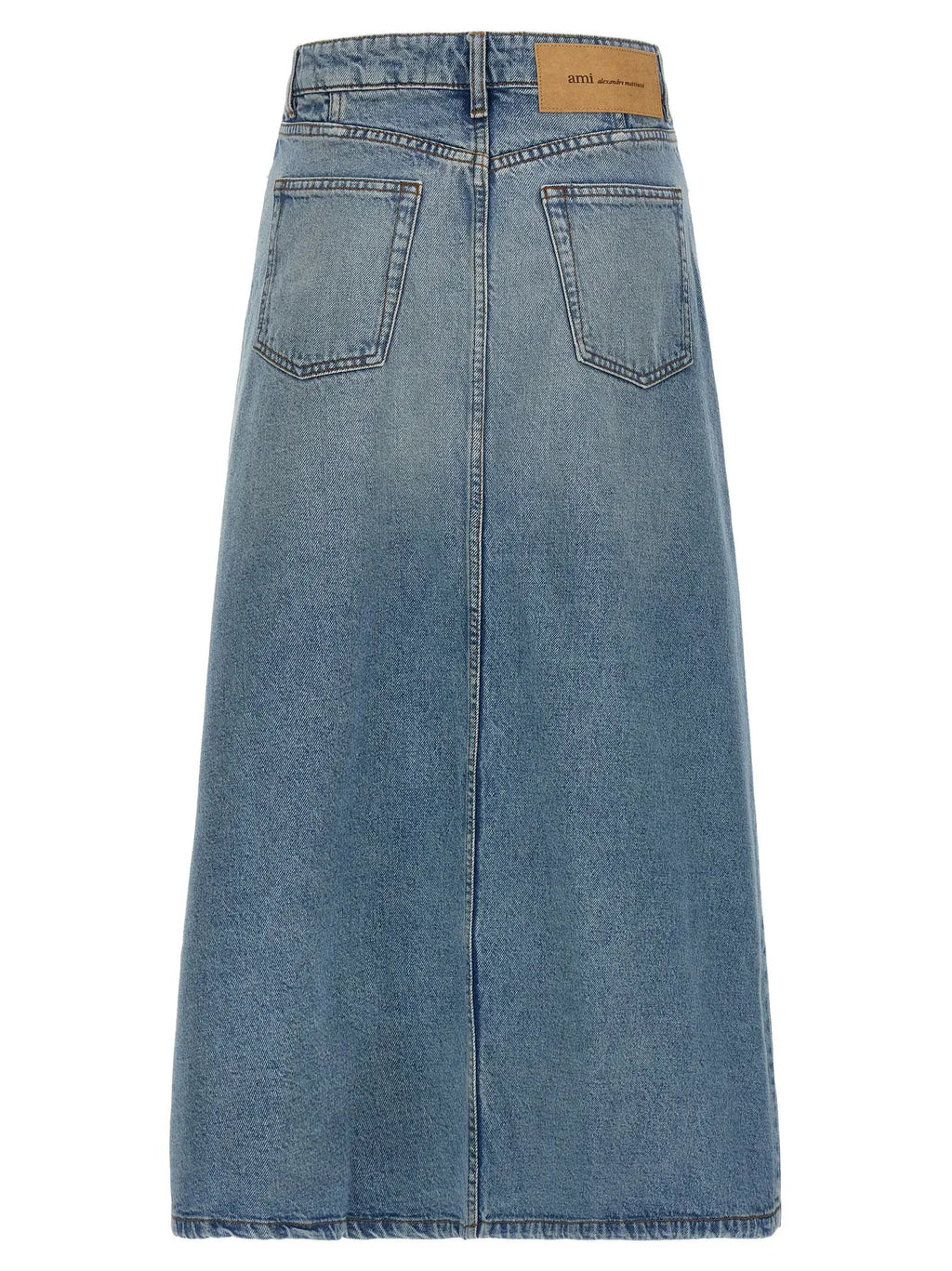 Ami Paris Blue Cotton Midi Skirt