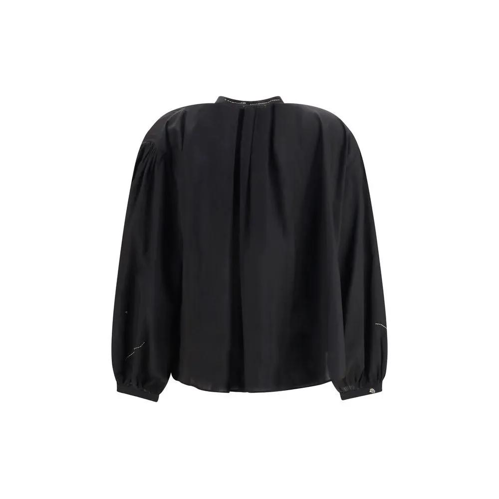 Forte_Forte Black Cotton Pattern Shirt
